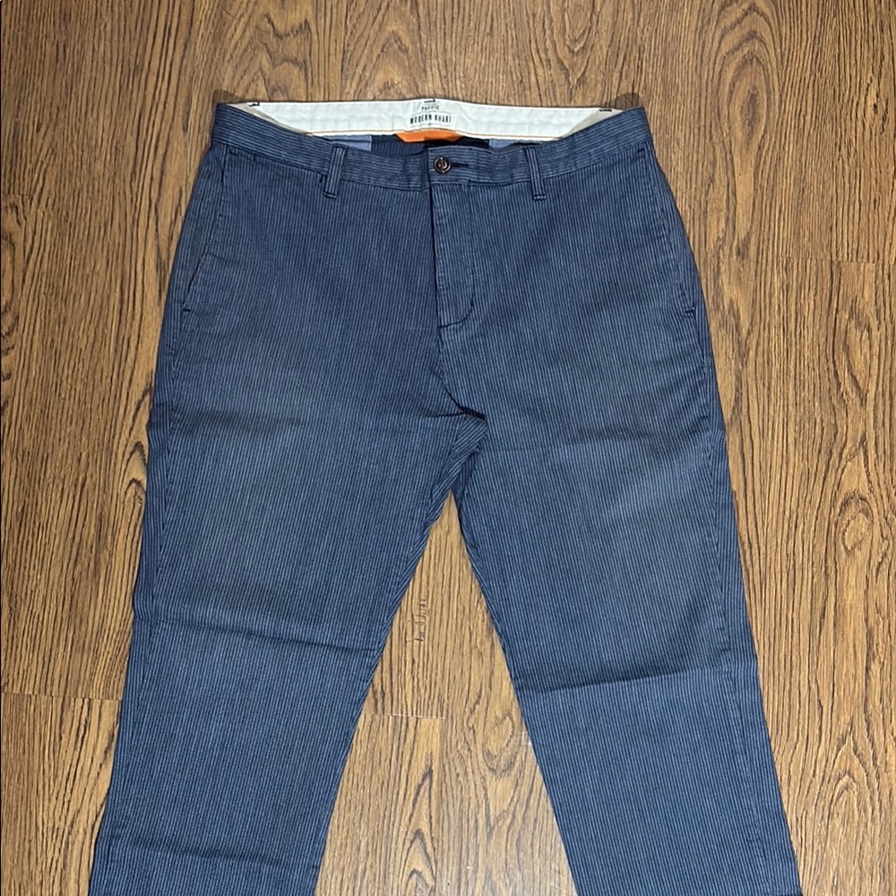DOCKERS MENS BLUE STRIPE MODERN KHAKI SZ 36x30 blue 🚙 🔥 💵